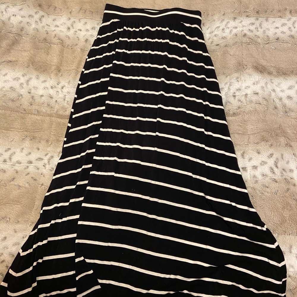 High Waisted, Striped Maxi Skirt